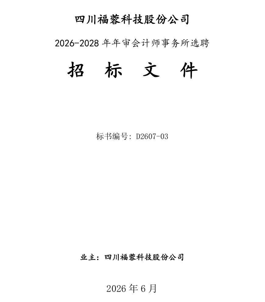 公司2026-2028年年审会计师事务所选聘招标文件